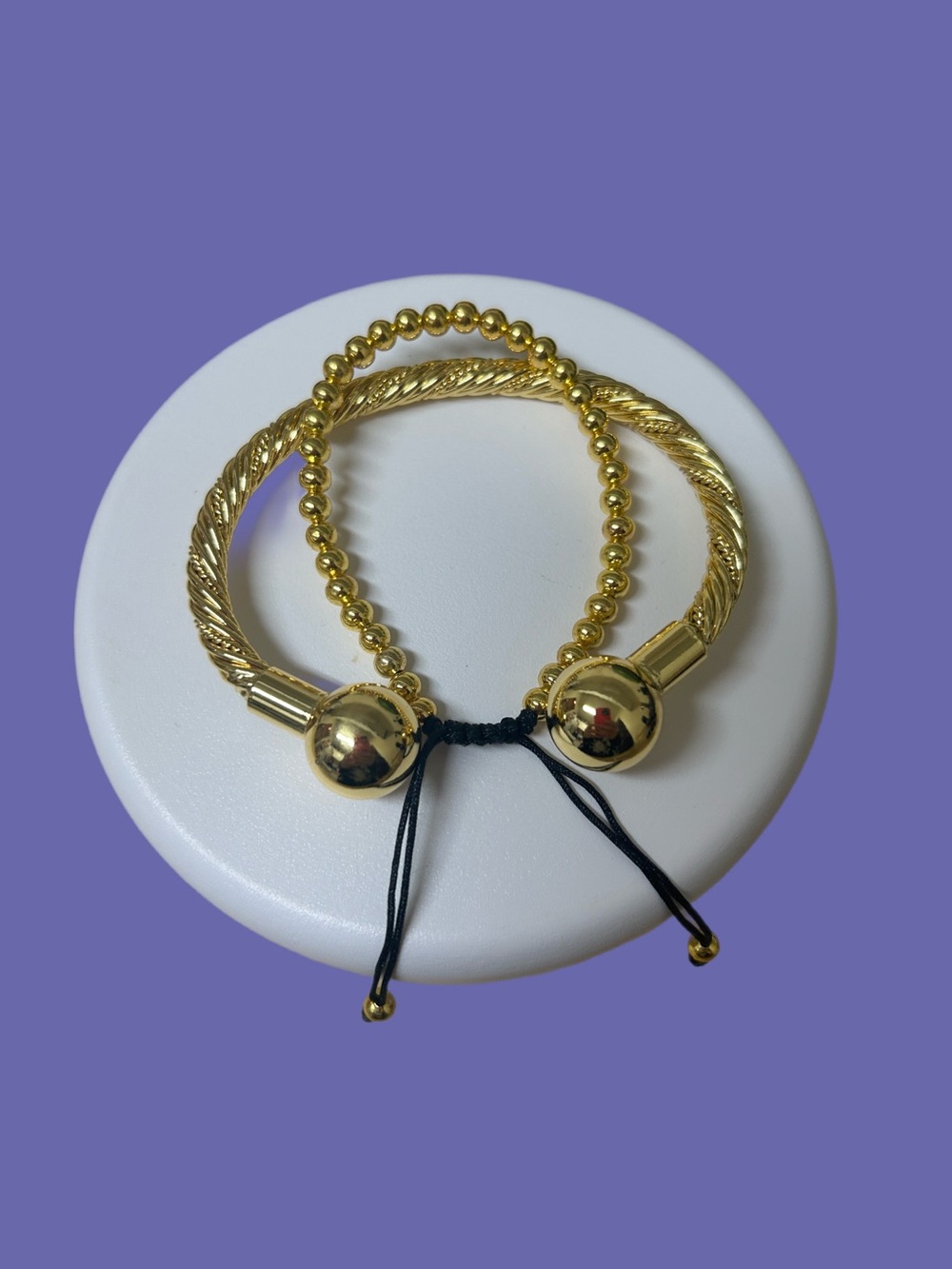 Gold-Tone Adjustable Beaded Friendship Bracelet Set